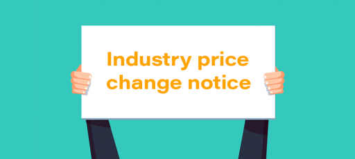 Industry price change notice
